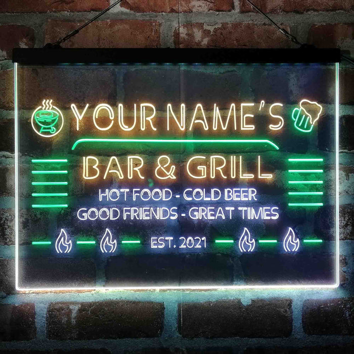 Personalized Bar & Grill Deluxe App-Enabled 3-Color LED Light Sign - Way Up Gifts