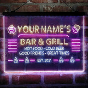 Personalized Bar & Grill Deluxe App-Enabled 3-Color LED Light Sign - LED Gift Works