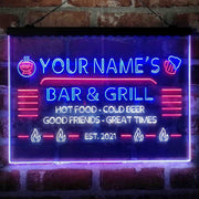 Personalized Bar & Grill Deluxe App-Enabled 3-Color LED Light Sign - LED Gift Works