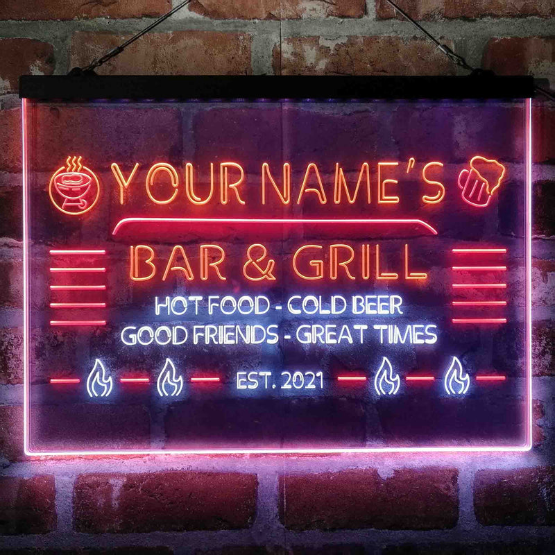 Personalized Bar & Grill Deluxe App-Enabled 3-Color LED Light Sign - LED Gift Works