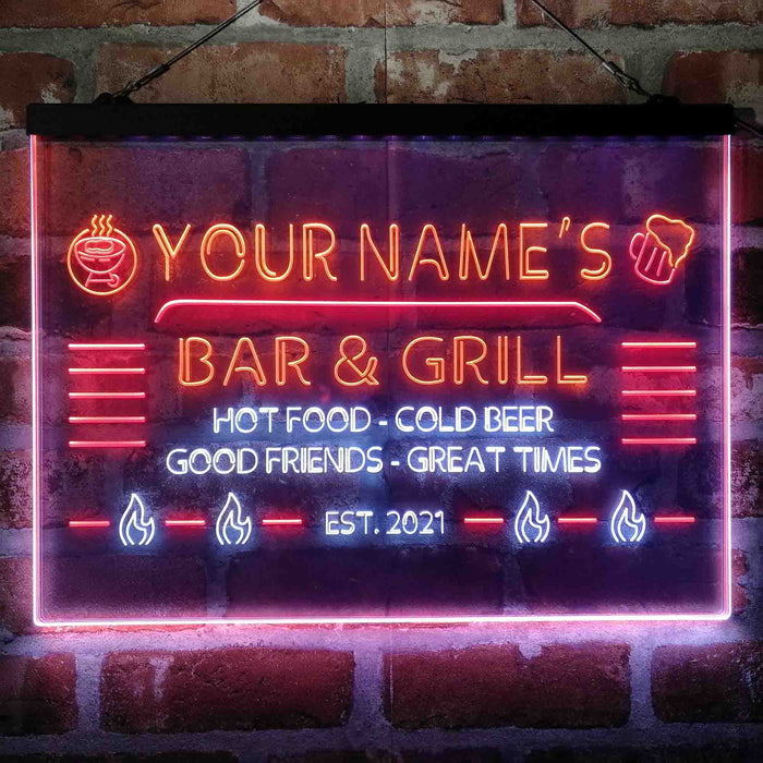 Personalized Bar & Grill Deluxe App-Enabled 3-Color LED Light Sign - Way Up Gifts