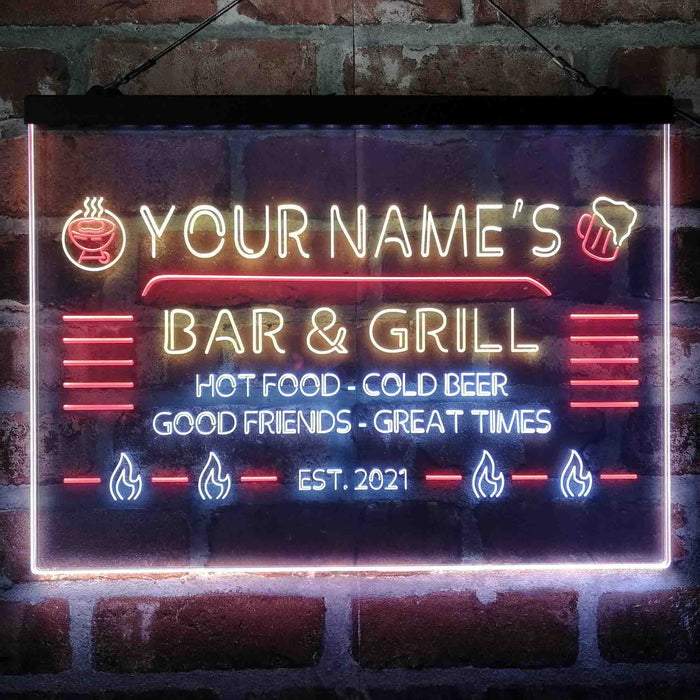 Personalized Bar & Grill Deluxe App-Enabled 3-Color LED Light Sign - Way Up Gifts