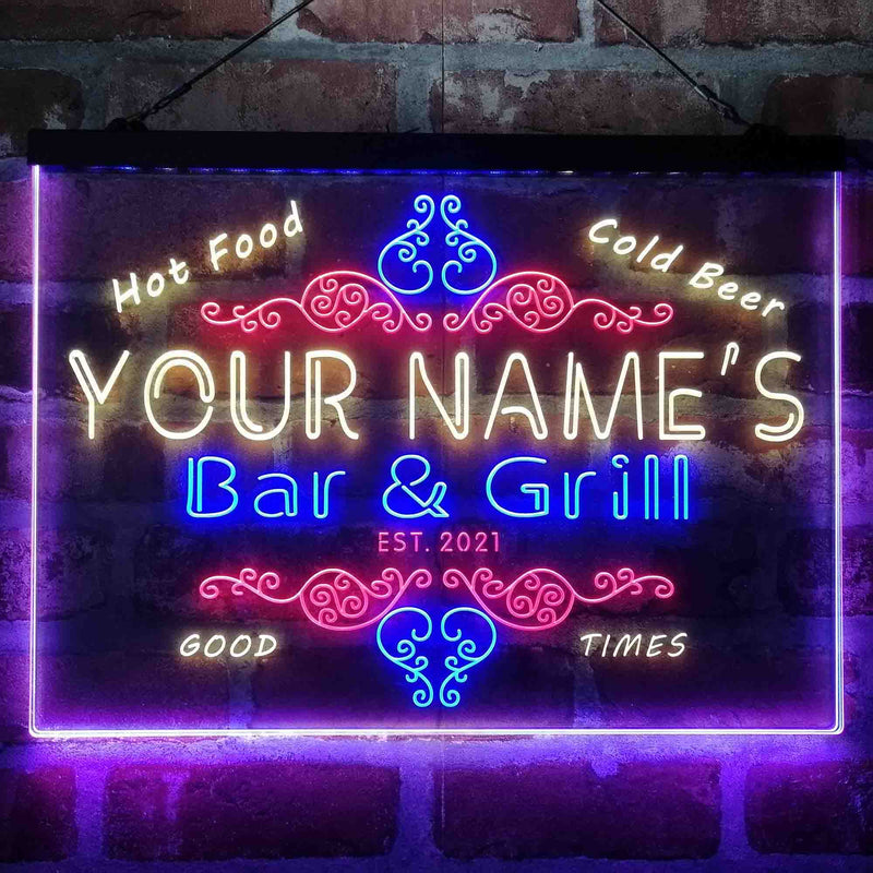 Personalized Bar & Grill Beer Deluxe App-Enabled 3-Color LED Light Sign - LED Gift Works