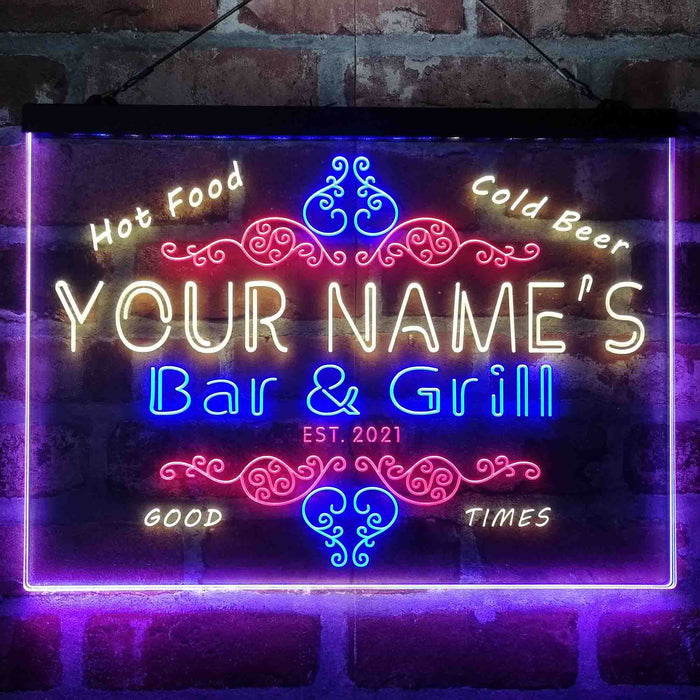 Personalized Bar & Grill Beer Deluxe App-Enabled 3-Color LED Light Sign - Way Up Gifts