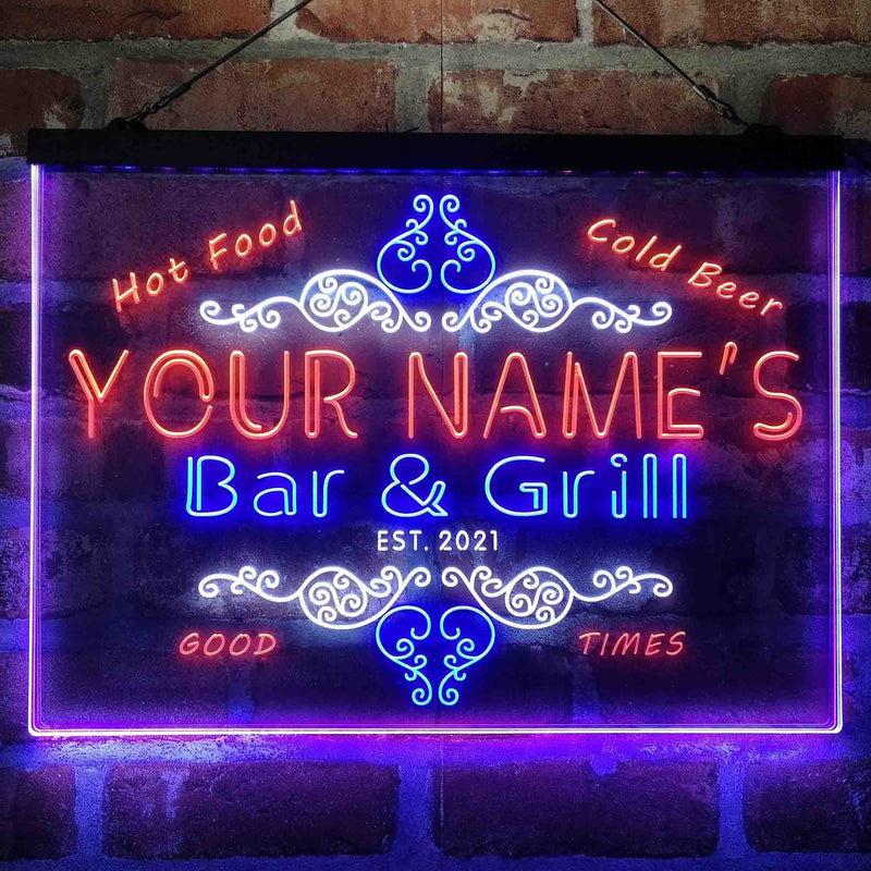 Personalized Bar & Grill Beer Deluxe App-Enabled 3-Color LED Light Sign - LED Gift Works