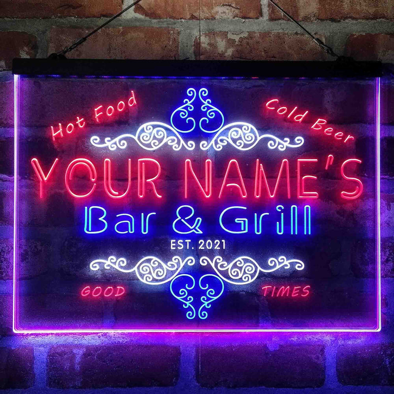 Personalized Bar & Grill Beer Deluxe App-Enabled 3-Color LED Light Sign - LED Gift Works