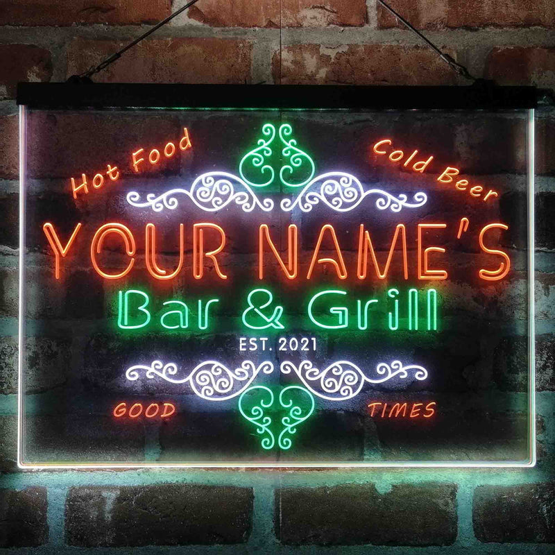 Personalized Bar & Grill Beer Deluxe App-Enabled 3-Color LED Light Sign - LED Gift Works