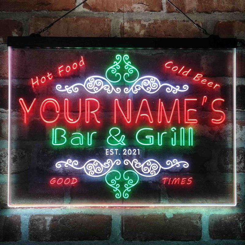 Personalized Bar & Grill Beer Deluxe App-Enabled 3-Color LED Light Sign - LED Gift Works