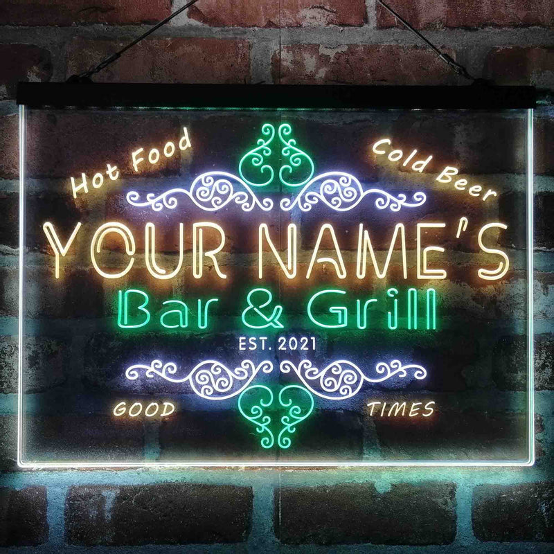 Personalized Bar & Grill Beer Deluxe App-Enabled 3-Color LED Light Sign - LED Gift Works