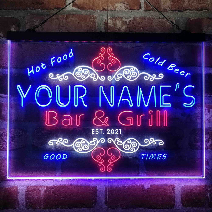 Personalized Bar & Grill Beer Deluxe App-Enabled 3-Color LED Light Sign - Way Up Gifts