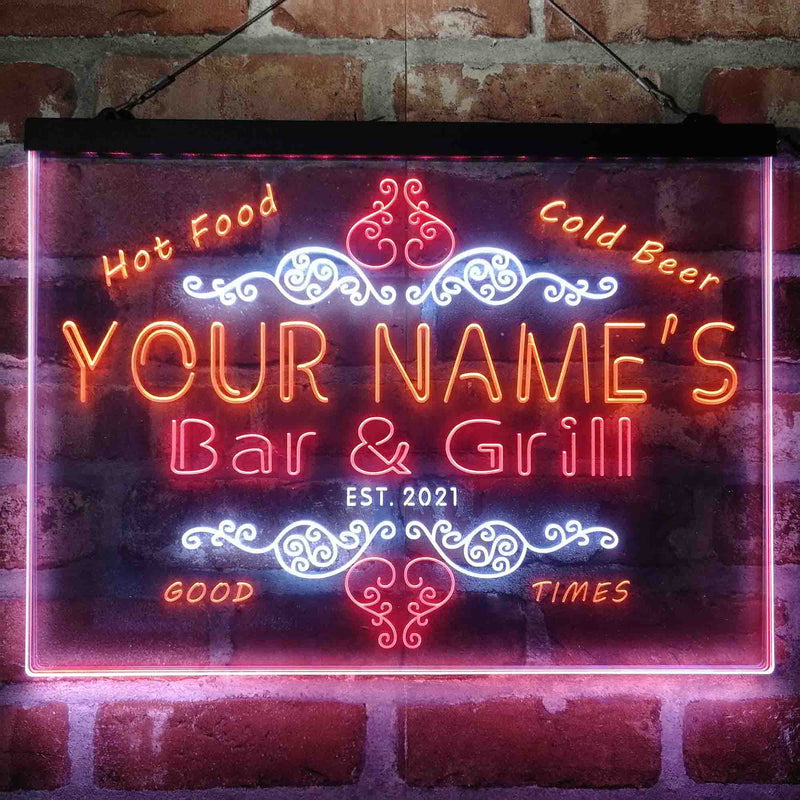 Personalized Bar & Grill Beer Deluxe App-Enabled 3-Color LED Light Sign - LED Gift Works
