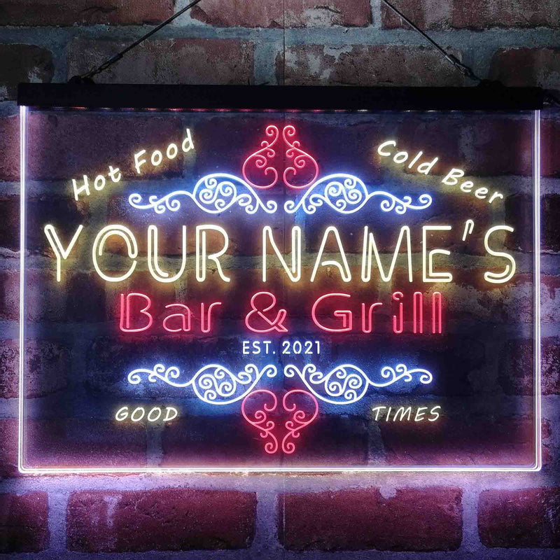 Personalized Bar & Grill Beer Deluxe App-Enabled 3-Color LED Light Sign - LED Gift Works