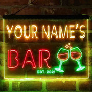 Personalized Wine Glasses Home Bar Deluxe App-Enabled 3-Color LED Light Sign - LED Gift Works