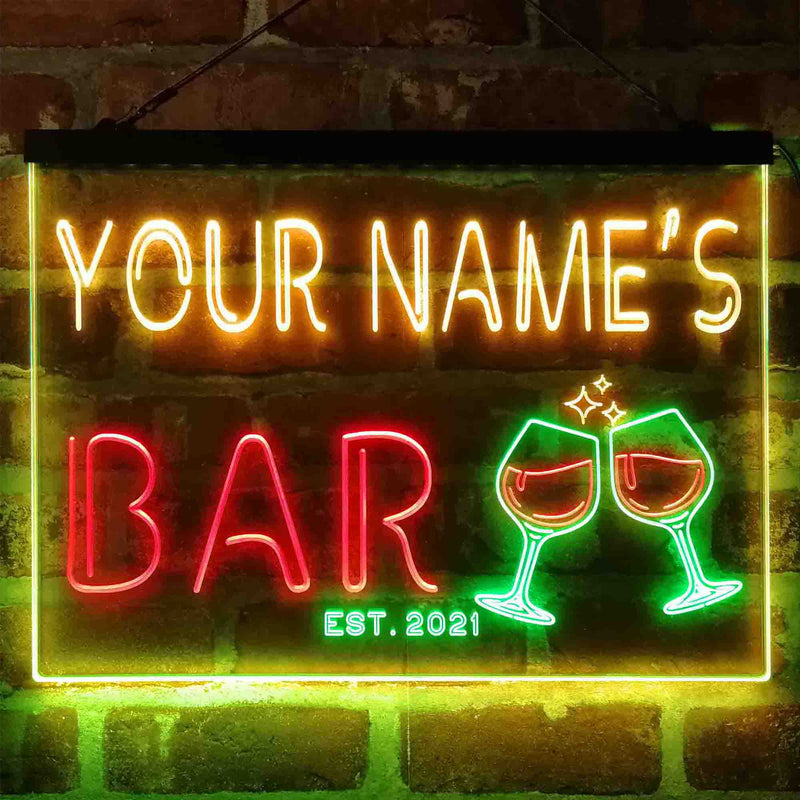 Personalized Wine Glasses Home Bar Deluxe App-Enabled 3-Color LED Light Sign - LED Gift Works