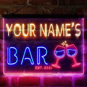 Personalized Wine Glasses Home Bar Deluxe App-Enabled 3-Color LED Light Sign - LED Gift Works