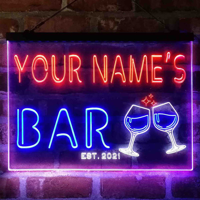 Personalized Wine Glasses Home Bar Deluxe App-Enabled 3-Color LED Light Sign - Way Up Gifts