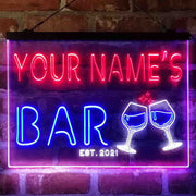 Personalized Wine Glasses Home Bar Deluxe App-Enabled 3-Color LED Light Sign - LED Gift Works