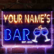 Personalized Wine Glasses Home Bar Deluxe App-Enabled 3-Color LED Light Sign - LED Gift Works