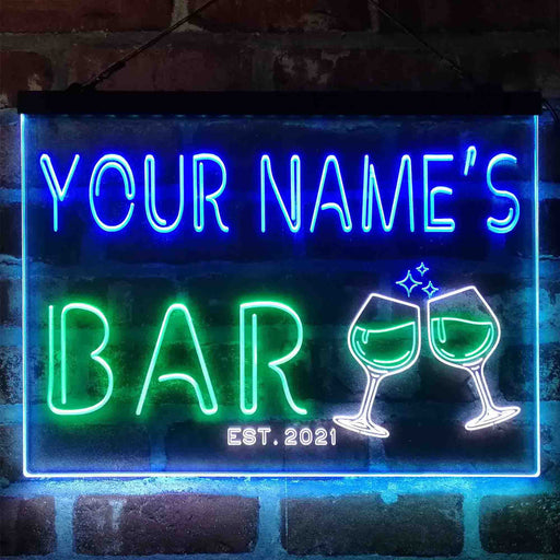 Personalized Wine Glasses Home Bar Deluxe App-Enabled 3-Color LED Light Sign - LED Gift Works