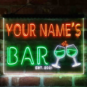 Personalized Wine Glasses Home Bar Deluxe App-Enabled 3-Color LED Light Sign - LED Gift Works