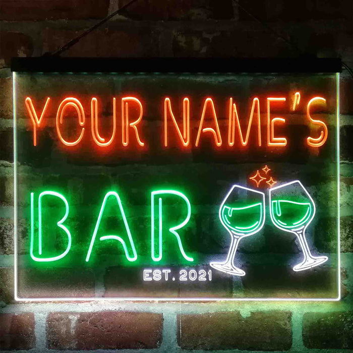 Personalized Wine Glasses Home Bar Deluxe App-Enabled 3-Color LED Light Sign - Way Up Gifts