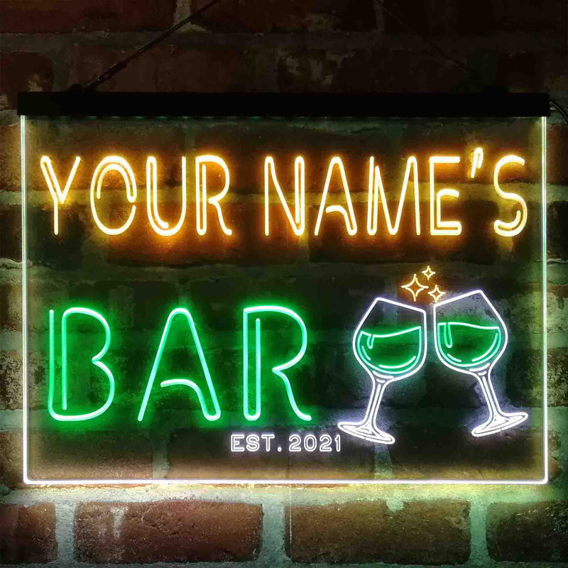 Personalized Wine Glasses Home Bar Deluxe App-Enabled 3-Color LED Light Sign - LED Gift Works
