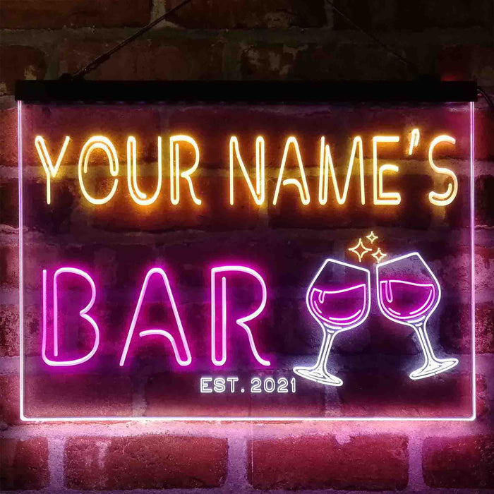 Personalized Wine Glasses Home Bar Deluxe App-Enabled 3-Color LED Light Sign - Way Up Gifts