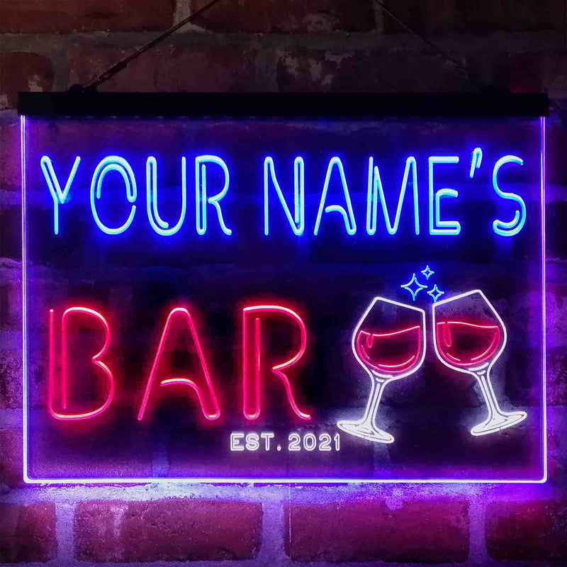 Personalized Wine Glasses Home Bar Deluxe App-Enabled 3-Color LED Light Sign - LED Gift Works