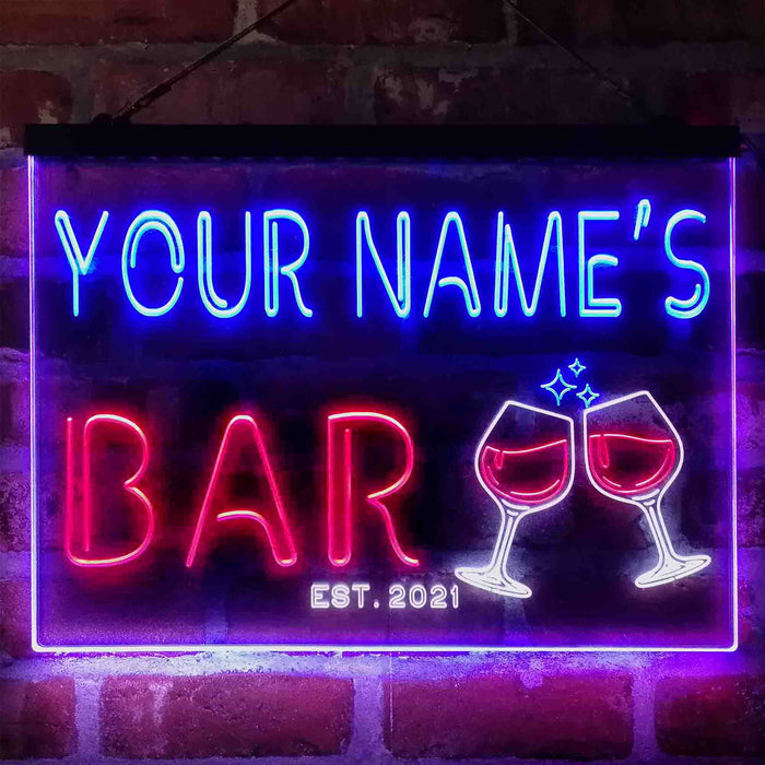 Personalized Wine Glasses Home Bar Deluxe App-Enabled 3-Color LED Light Sign - Way Up Gifts