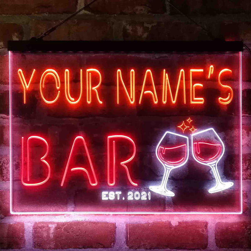 Personalized Wine Glasses Home Bar Deluxe App-Enabled 3-Color LED Light Sign - LED Gift Works