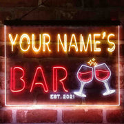 Personalized Wine Glasses Home Bar Deluxe App-Enabled 3-Color LED Light Sign - LED Gift Works