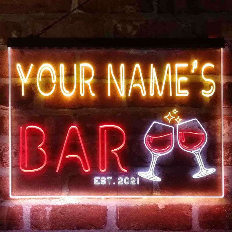 Personalized Wine Glasses Home Bar Deluxe App-Enabled 3-Color LED Light Sign - LED Gift Works