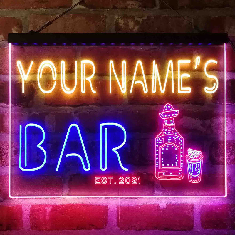 Personalized Gin Tonic Bottle Deluxe App-Enabled 3-Color LED Light Sign - LED Gift Works