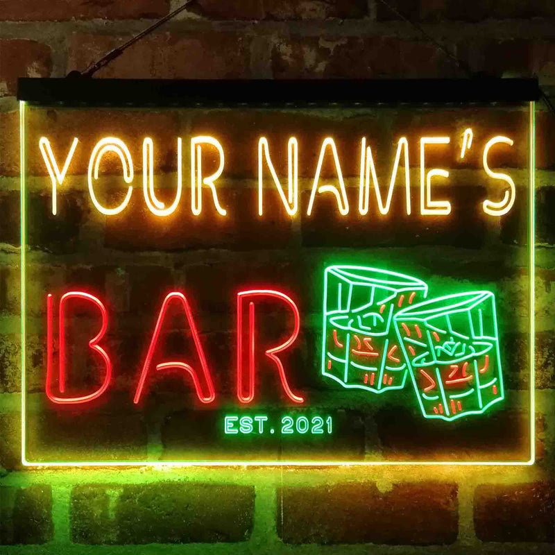 Personalized Whisky Glasses Deluxe App-Enabled 3-Color LED Light Sign - LED Gift Works