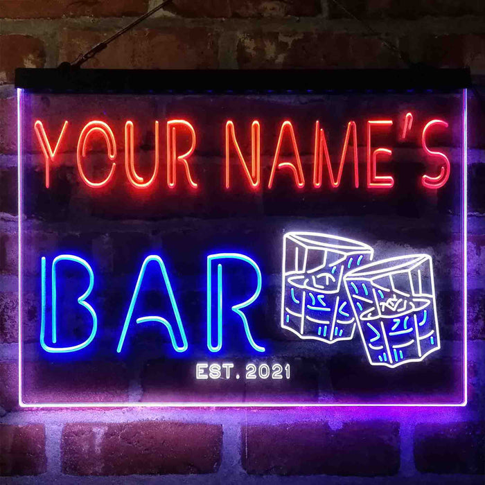 Personalized Whisky Glasses Deluxe App-Enabled 3-Color LED Light Sign - Way Up Gifts