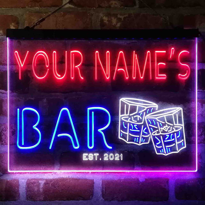 Personalized Whisky Glasses Deluxe App-Enabled 3-Color LED Light Sign - Way Up Gifts