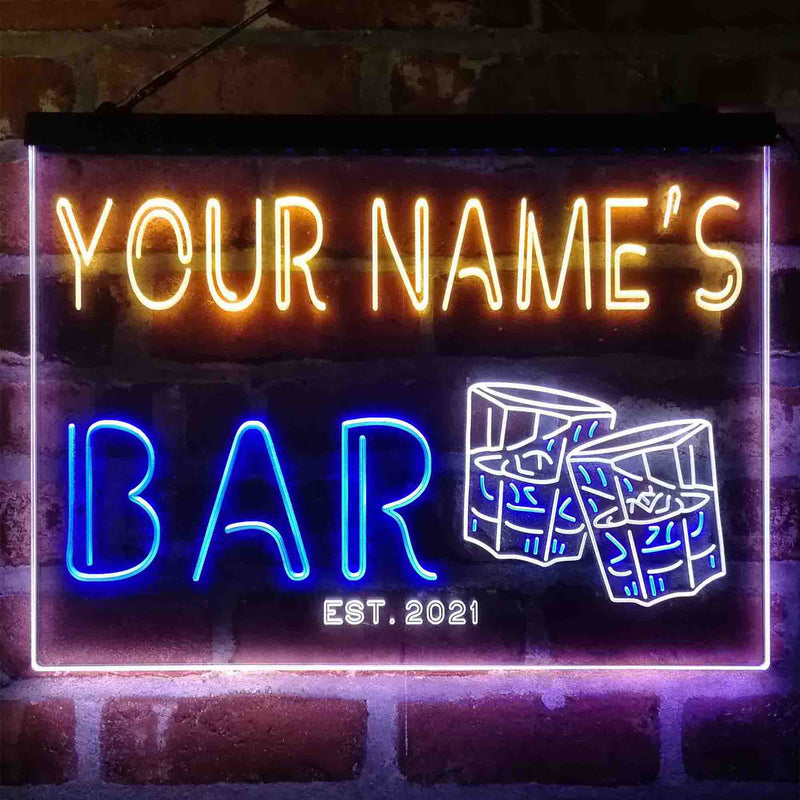 Personalized Whisky Glasses Deluxe App-Enabled 3-Color LED Light Sign - LED Gift Works