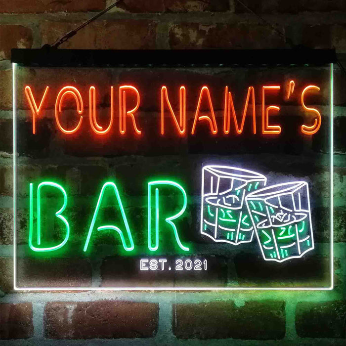 Personalized Whisky Glasses Deluxe App-Enabled 3-Color LED Light Sign - Way Up Gifts
