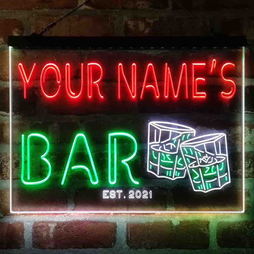 Personalized Whisky Glasses Deluxe App-Enabled 3-Color LED Light Sign - Way Up Gifts