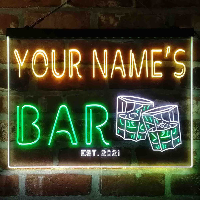 Personalized Whisky Glasses Deluxe App-Enabled 3-Color LED Light Sign - Way Up Gifts