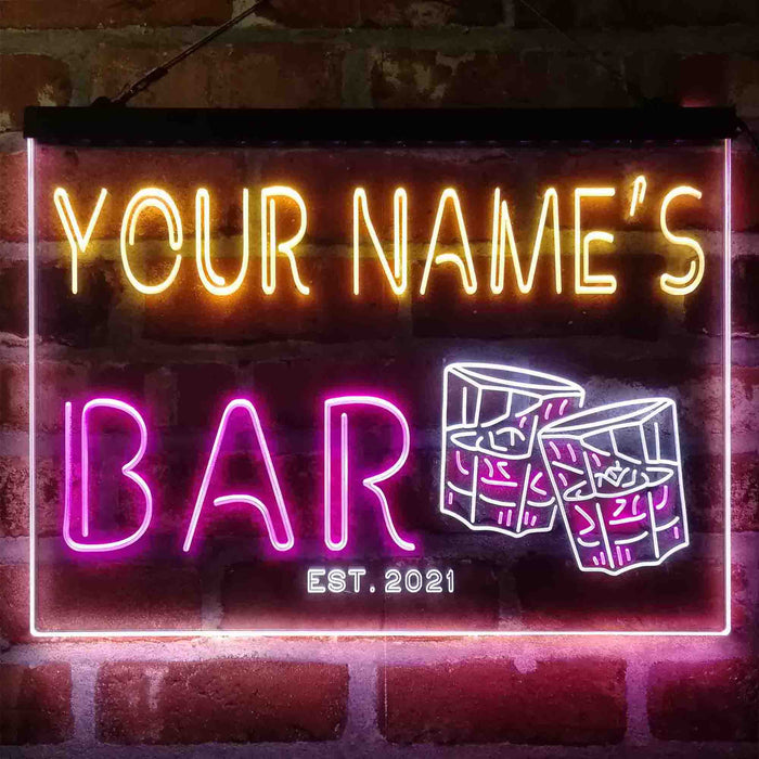 Personalized Whisky Glasses Deluxe App-Enabled 3-Color LED Light Sign - Way Up Gifts