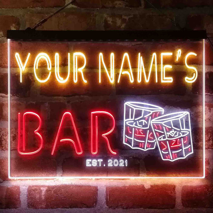 Personalized Whisky Glasses Deluxe App-Enabled 3-Color LED Light Sign - Way Up Gifts
