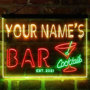 Personalized Cocktail Glass Bar Deluxe App-Enabled 3-Color LED Light Sign - LED Gift Works