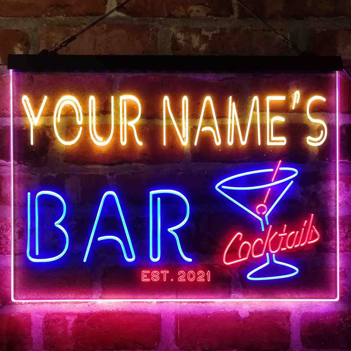 Personalized Cocktail Glass Bar Deluxe App-Enabled 3-Color LED Light Sign - Way Up Gifts