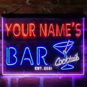 Personalized Cocktail Glass Bar Deluxe App-Enabled 3-Color LED Light Sign - LED Gift Works