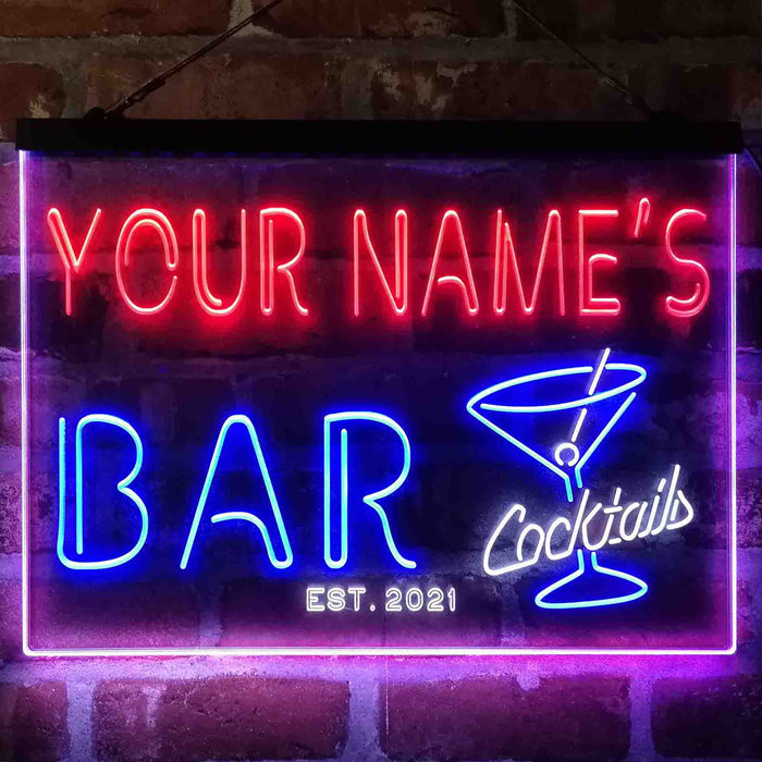 Personalized Cocktail Glass Bar Deluxe App-Enabled 3-Color LED Light Sign - Way Up Gifts