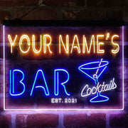 Personalized Cocktail Glass Bar Deluxe App-Enabled 3-Color LED Light Sign - LED Gift Works