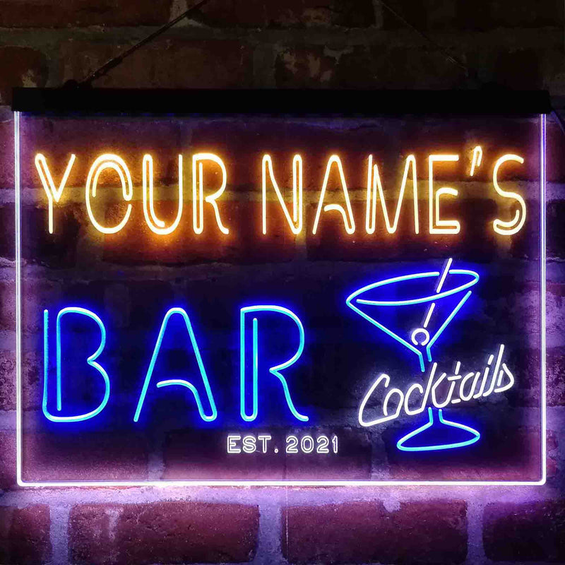 Personalized Cocktail Glass Bar Deluxe App-Enabled 3-Color LED Light Sign - LED Gift Works