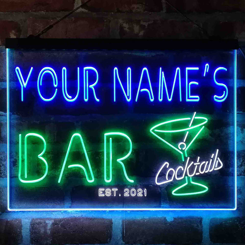 Personalized Cocktail Glass Bar Deluxe App-Enabled 3-Color LED Light Sign - LED Gift Works