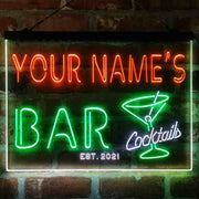 Personalized Cocktail Glass Bar Deluxe App-Enabled 3-Color LED Light Sign - LED Gift Works